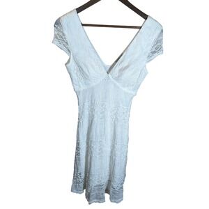 Charlotte Russe White Lace Dress Small VNeck Cap Sleeve Boho Bridal Party Summer